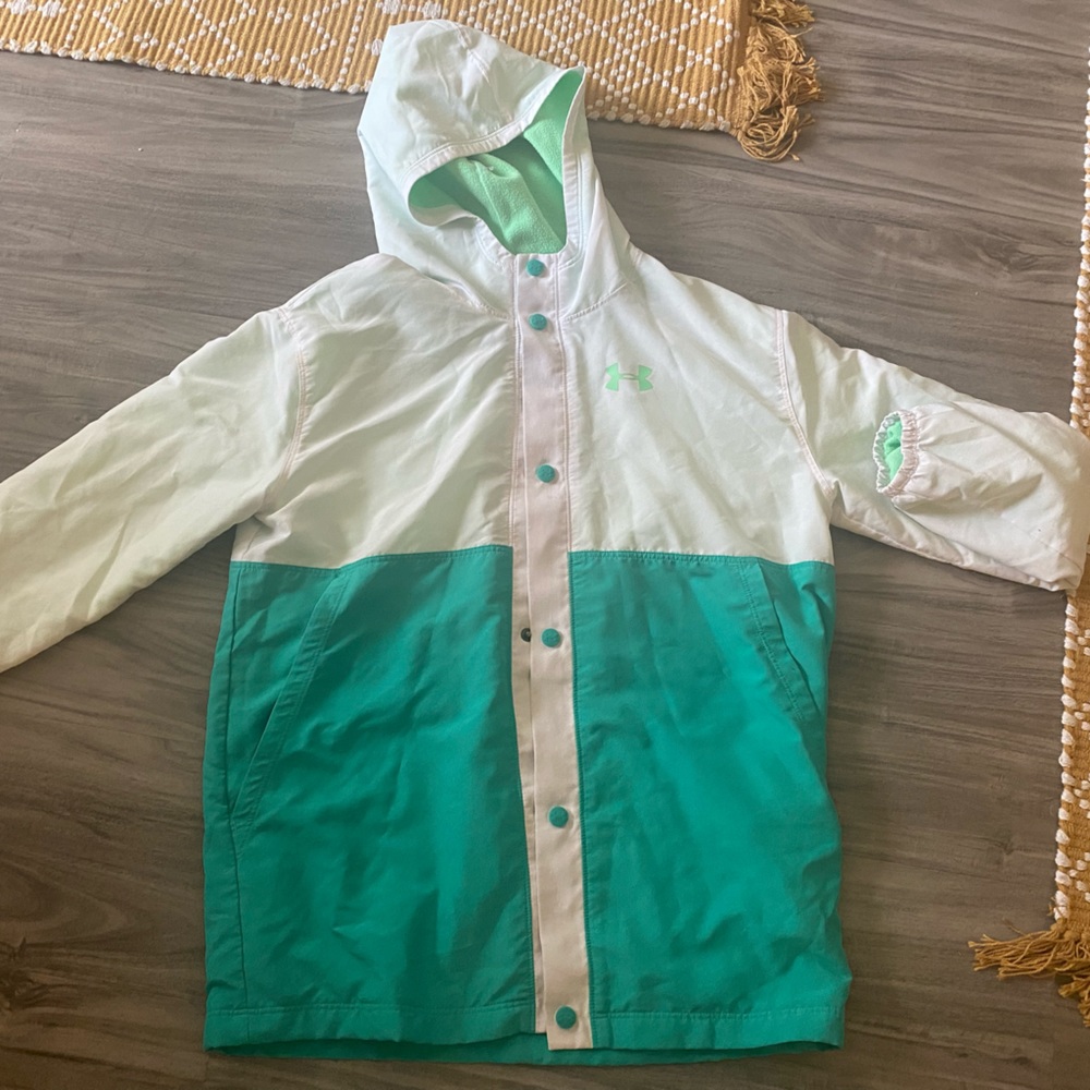 Under armour jacket youth large mint green and dark green